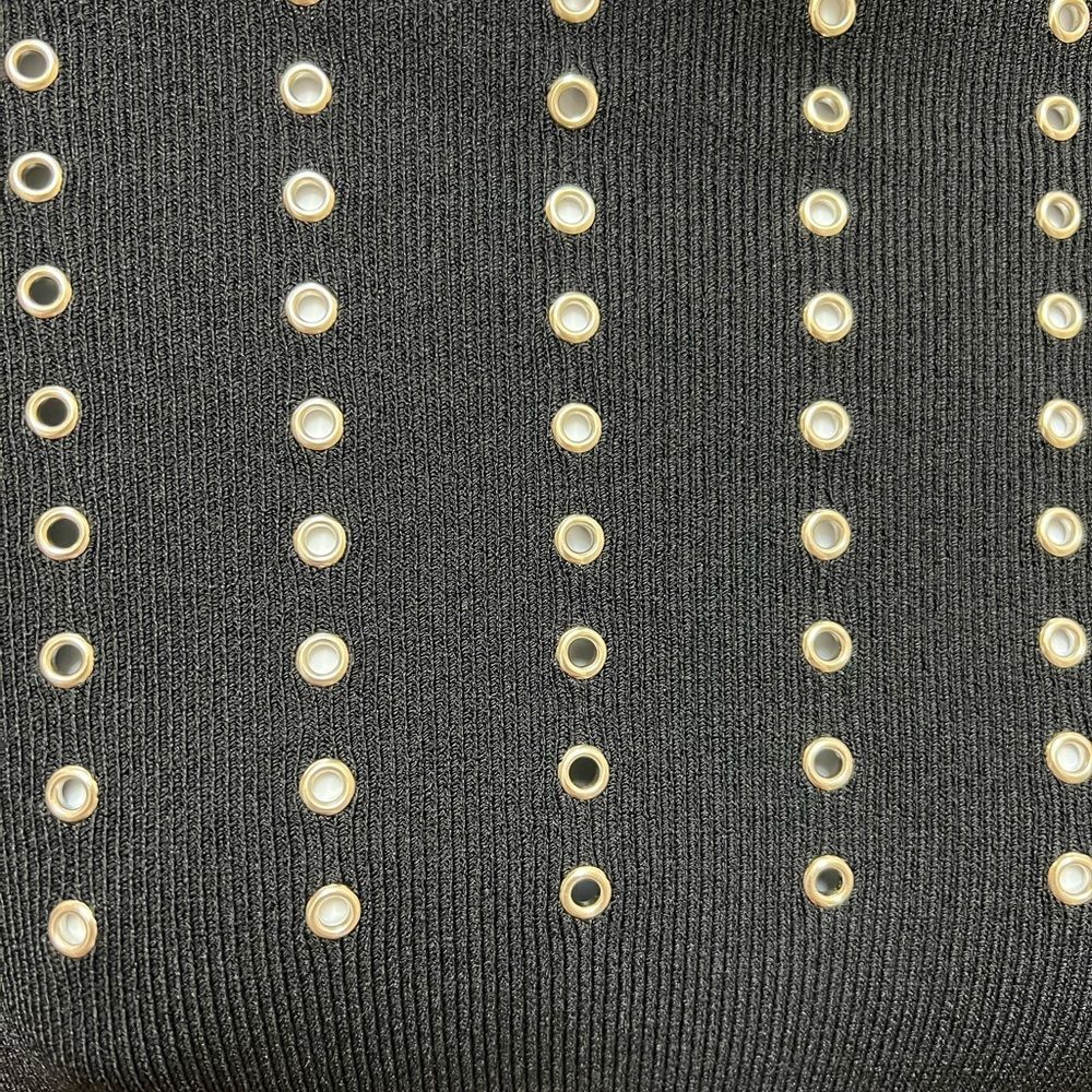 Cache Black Ribbed Sweater with Rivet Detailing M - Picture 4 of 5